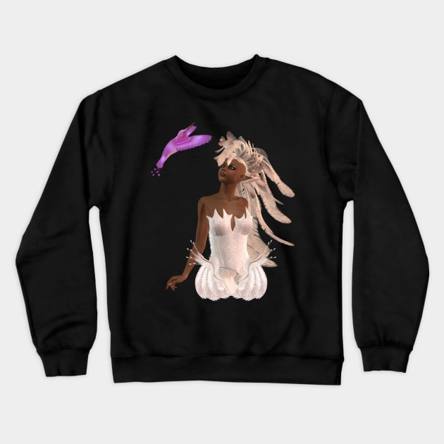 Wonderful fairy with fantasy bird Crewneck Sweatshirt by Nicky2342